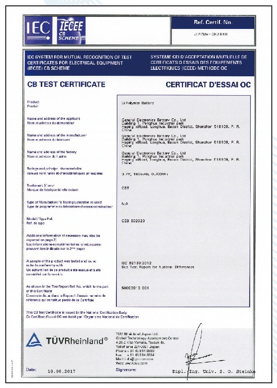 CB certificate