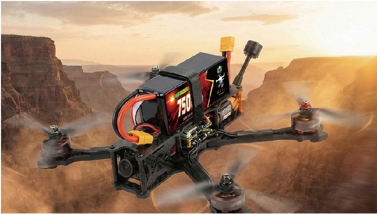 FPV drone in canyon terrain